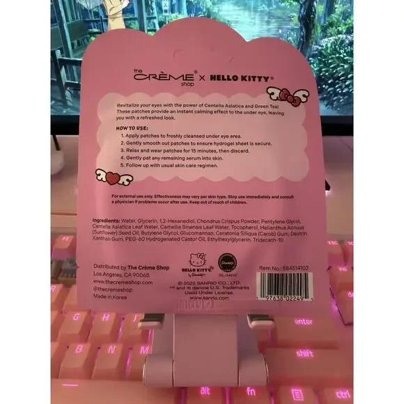 The Creme Shop Hello Kitty Under Eye Patches Calming Hydrogel Green Tea Asiatica - Picture 8 of 9